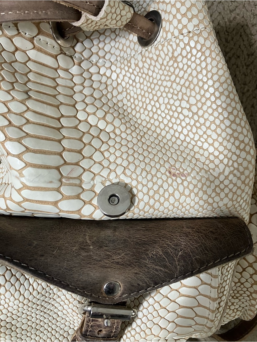 Freebird by Steven Brett Mini Backpack Leather Cream Snake Print - Picture 8 of 16